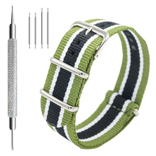 Load image into Gallery viewer, NATO Strap 4/8 Packs - 16mm 18mm 20mm 22mm 24mm Premium Ballistic Nylon Watch Bands Zulu Style with Stainless Steel Buckle