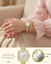 Laden Sie das Bild in den Galerie-Viewer, Diamond Quartz Women Watch Set | Stainless Steel Band | Sparkling Diamond Bracelet Set 1853L