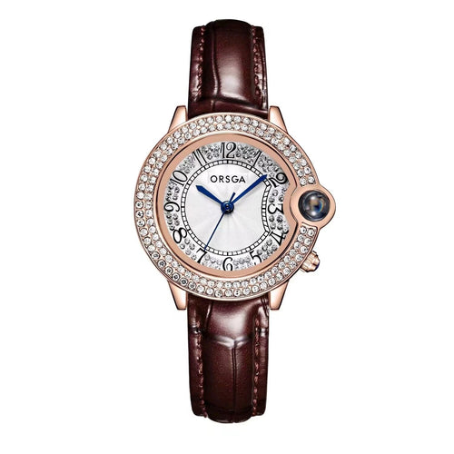 ORSGA Women's Leather Watch, Elegant Wrist Watch Waterproof Analogue Quartz Watch Women's Gift