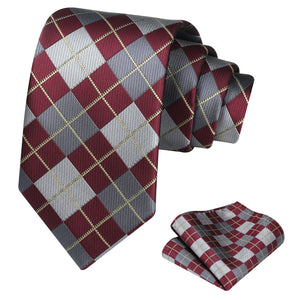 Neckties Set Checkered Tie Pocket Square Set for Business Wedding Party