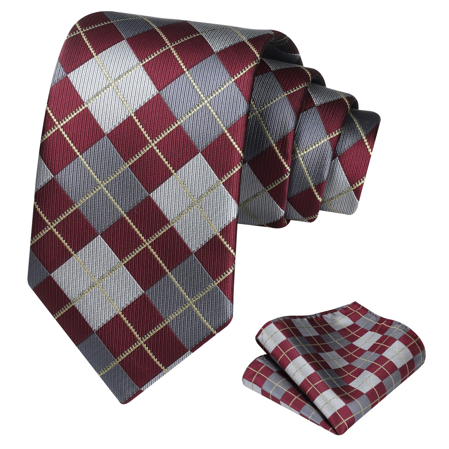 Neckties Set Checkered Tie Pocket Square Set for Business Wedding Party