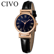 Laden Sie das Bild in den Galerie-Viewer, Quarzuhr für Damen | Lederarmband | CIVO 8129C