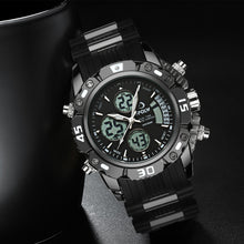 Load image into Gallery viewer, HPOLW Mens Watches Rubber Strap Waterproof Multifunction Watch for Men Black Big Dial Luminous Clock