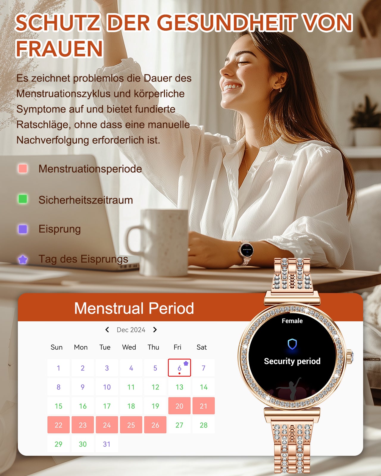 CIVO Montre Connectée Femme Sport: Or Rose Smartwatch Ronde Repondre Appel - Montres Bracelet CIVO Montre Connectée Femme Sport: Or Rose Smartwatch Ronde Repondre Appel - Montres Bracelet