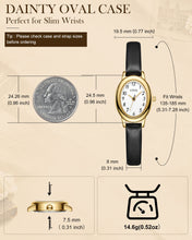 Charger l'image dans la galerie, Small Oval Watches for Women: Elegant Leather Watch, Fits Small Wrists, Arabic Numerals | 8372C