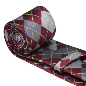Neckties Set Checkered Tie Pocket Square Set for Business Wedding Party