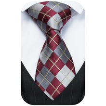 Load image into Gallery viewer, Neckties Set Checkered Tie Pocket Square Set for Business Wedding Party