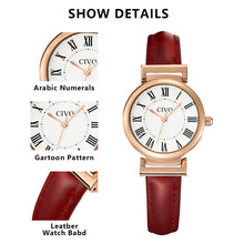 Laden Sie das Bild in den Galerie-Viewer, Quarzuhr für Damen | Lederarmband | CIVO 8129C