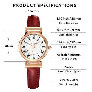 Quartz Women Watch | Leather Band | CIVO 8129C