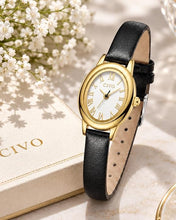 Load image into Gallery viewer, Small Oval Watches for Women: Elegant Leather Watch, Fits Small Wrists, Roman Numerals | 8371C