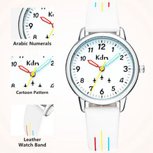 Load image into Gallery viewer, KDM Kids Watch Analog Quartz 30mm, Children&#39;s Time Teacher Watch for Boys Girls, Waterproof Wrist Watches Leather Strap, Kids Gifts Age 3-12