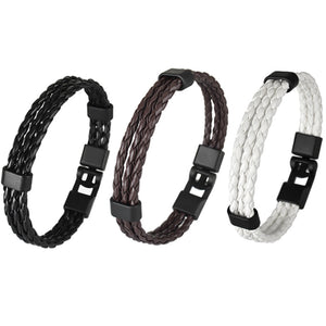 HPOLW Herren Armband,Leder geflochtenes Armband für Herren Damen Sport Retro Armband Personalisierte Armband Geschenke für Herren Schwarz/Braun/Weiß Armband 