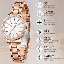 Load image into Gallery viewer, 8114C | Quartz Women Watch | Stainless steel Band-megalith watch