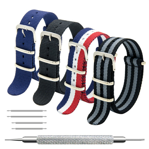 CIVO NATO Strap 4 Packs 18mm 20mm 22mm Premium Ballistic Nylon Watch Bands Zulu Style with Stainless Steel Buckle for Men Women