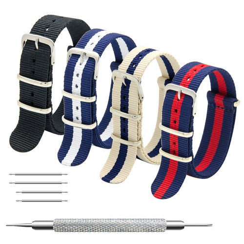 CIVO NATO Strap 4 Packs 18mm 20mm 22mm Premium Ballistic Nylon Watch Bands Zulu Style with Stainless Steel Buckle for Men Women