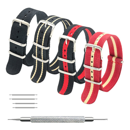 CIVO NATO Strap 4 Packs 18mm 20mm 22mm Premium Ballistic Nylon Watch Bands Zulu Style with Stainless Steel Buckle for Men Women