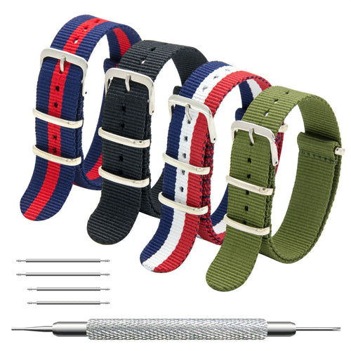 CIVO NATO Strap 4 Packs 18mm 20mm 22mm Premium Ballistic Nylon Watch Bands Zulu Style with Stainless Steel Buckle for Men Women
