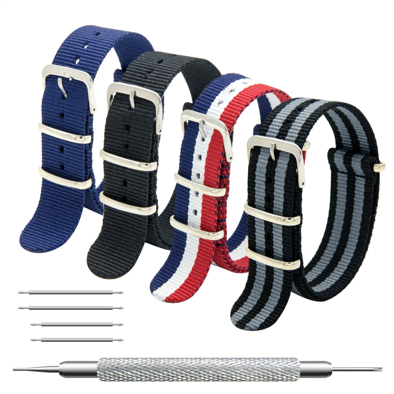 CIVO NATO-Armband, 4er-Pack, 18 mm, 20 mm, 22 mm, hochwertige Uhrenarmbänder aus ballistischem Nylon, Zulu-Stil mit Edelstahlschnalle für Männer und Frauen