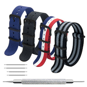 NATO-Armband, 4er/8er-Pack – 16 mm, 18 mm, 20 mm, 22 mm, 24 mm, hochwertige Uhrenarmbänder aus ballistischem Nylon im Zulu-Stil mit Edelstahlschnalle