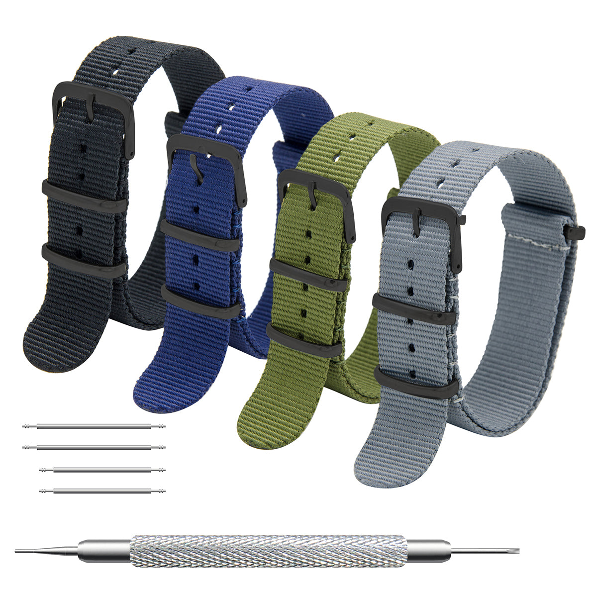 NATO-Armband, 4er/8er-Pack – 16 mm, 18 mm, 20 mm, 22 mm, 24 mm, hochwertige Uhrenarmbänder aus ballistischem Nylon im Zulu-Stil mit Edelstahlschnalle