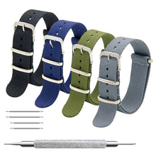 Load image into Gallery viewer, NATO Strap 4/8 Packs - 16mm 18mm 20mm 22mm 24mm Premium Ballistic Nylon Watch Bands Zulu Style with Stainless Steel Buckle