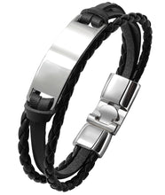 Load image into Gallery viewer, HPOLW Herren Armband,Leder geflochtene personalisierte Handgelenk Armband Geschenk für Männer (Freund Ehemann Vater | ID Identität),Anzug für Geburtstag,Hochzeit,Jubiläum,kann Gravur Armband