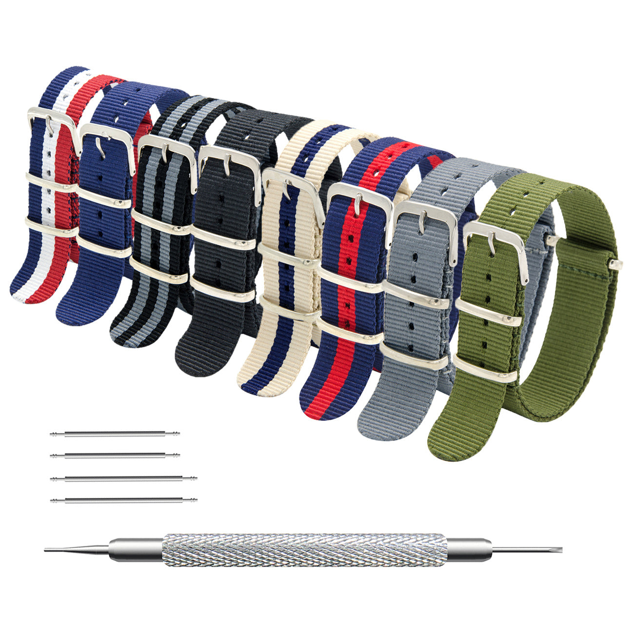 NATO-Armband, 4er/8er-Pack – 16 mm, 18 mm, 20 mm, 22 mm, 24 mm, hochwertige Uhrenarmbänder aus ballistischem Nylon im Zulu-Stil mit Edelstahlschnalle