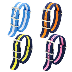 NATO Strap 4/8 Packs - 16mm 18mm 20mm 22mm 24mm Premium Ballistic Nylon Watch Bands Zulu Style with Stainless Steel Buckle