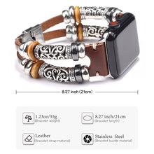 Laden Sie das Bild in den Galerie-Viewer, HPOLW Herren Armband,Vintage Leder Armband aus echtem Leder, Edelstahlschnalle Ersatzarmband Armband Herren Damen Für iWatch Serie 6/5/4/3/2/1 SE 42mm 44mm Schwarz/Rot/Kaffee 
