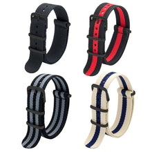 Laden Sie das Bild in den Galerie-Viewer, NATO-Armband, 4er/8er-Pack – 16 mm, 18 mm, 20 mm, 22 mm, 24 mm, hochwertige Uhrenarmbänder aus ballistischem Nylon im Zulu-Stil mit Edelstahlschnalle