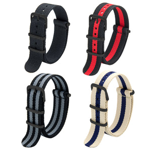 NATO-Armband, 4er/8er-Pack – 16 mm, 18 mm, 20 mm, 22 mm, 24 mm, hochwertige Uhrenarmbänder aus ballistischem Nylon im Zulu-Stil mit Edelstahlschnalle