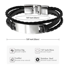Load image into Gallery viewer, HPOLW Herren Armband,Leder geflochtene personalisierte Handgelenk Armband Geschenk für Männer (Freund Ehemann Vater | ID Identität),Anzug für Geburtstag,Hochzeit,Jubiläum,kann Gravur Armband