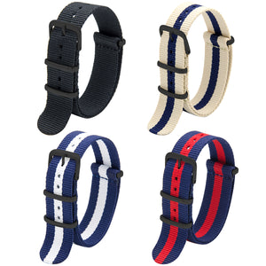 NATO Strap 4/8 Packs - 16mm 18mm 20mm 22mm 24mm Premium Ballistic Nylon Watch Bands Zulu Style with Stainless Steel Buckle