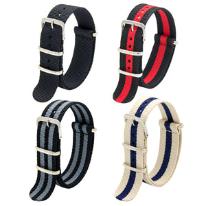 NATO-Armband, 4er/8er-Pack – 16 mm, 18 mm, 20 mm, 22 mm, 24 mm, hochwertige Uhrenarmbänder aus ballistischem Nylon im Zulu-Stil mit Edelstahlschnalle