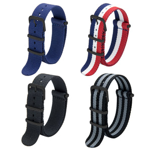 NATO Strap 4/8 Packs - 16mm 18mm 20mm 22mm 24mm Premium Ballistic Nylon Watch Bands Zulu Style with Stainless Steel Buckle
