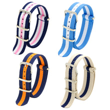 Laden Sie das Bild in den Galerie-Viewer, NATO-Armband, 4er/8er-Pack – 16 mm, 18 mm, 20 mm, 22 mm, 24 mm, hochwertige Uhrenarmbänder aus ballistischem Nylon im Zulu-Stil mit Edelstahlschnalle
