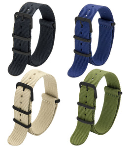 NATO Strap 4/8 Packs - 16mm 18mm 20mm 22mm 24mm Premium Ballistic Nylon Watch Bands Zulu Style with Stainless Steel Buckle