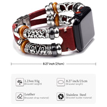 Load image into Gallery viewer, HPOLW Herren Armband,Vintage Leder Armband aus echtem Leder, Edelstahlschnalle Ersatzarmband Armband Herren Damen Für iWatch Serie 6/5/4/3/2/1 SE 42mm 44mm Schwarz/Rot/Kaffee