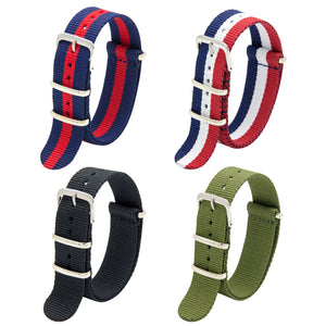 NATO Strap 4/8 Packs - 16mm 18mm 20mm 22mm 24mm Premium Ballistic Nylon Watch Bands Zulu Style with Stainless Steel Buckle