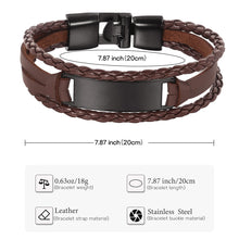 Load image into Gallery viewer, HPOLW Herren Armband,Leder geflochtene personalisierte Handgelenk Armband Geschenk für Männer (Freund Ehemann Vater | ID Identität),Anzug für Geburtstag,Hochzeit,Jubiläum,kann Gravur Armband