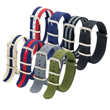 Laden Sie das Bild in den Galerie-Viewer, NATO-Armband, 4er/8er-Pack – 16 mm, 18 mm, 20 mm, 22 mm, 24 mm, hochwertige Uhrenarmbänder aus ballistischem Nylon im Zulu-Stil mit Edelstahlschnalle