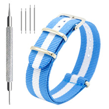 Laden Sie das Bild in den Galerie-Viewer, NATO-Armband, 4er/8er-Pack – 16 mm, 18 mm, 20 mm, 22 mm, 24 mm, hochwertige Uhrenarmbänder aus ballistischem Nylon im Zulu-Stil mit Edelstahlschnalle