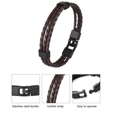 Laden Sie das Bild in den Galerie-Viewer, HPOLW Herren Armband,Leder geflochtenes Armband für Herren Damen Sport Retro Armband Personalisierte Armband Geschenke für Herren Schwarz/Braun/Weiß Armband 