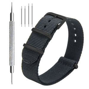 NATO Strap 4/8 Packs - 16mm 18mm 20mm 22mm 24mm Premium Ballistic Nylon Watch Bands Zulu Style with Stainless Steel Buckle