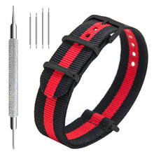 Laden Sie das Bild in den Galerie-Viewer, NATO-Armband, 4er/8er-Pack – 16 mm, 18 mm, 20 mm, 22 mm, 24 mm, hochwertige Uhrenarmbänder aus ballistischem Nylon im Zulu-Stil mit Edelstahlschnalle