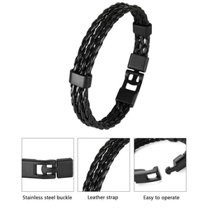 HPOLW Herren Armband,Leder geflochtenes Armband für Herren Damen Sport Retro Armband Personalisierte Armband Geschenke für Herren Schwarz/Braun/Weiß Armband 