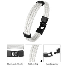 Load image into Gallery viewer, HPOLW Herren Armband,Leder geflochtenes Armband für Herren Damen Sport Retro Armband Personalisierte Armband Geschenke für Herren Schwarz/Braun/Weiß Armband