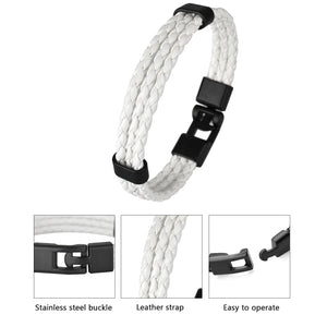 HPOLW Herren Armband,Leder geflochtenes Armband für Herren Damen Sport Retro Armband Personalisierte Armband Geschenke für Herren Schwarz/Braun/Weiß Armband
