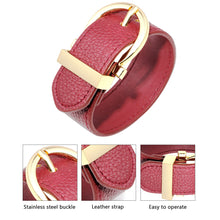 Load image into Gallery viewer, HPOLW Frauen Armband,Leder verstellbar Metallring Design Handgelenk Armband Wein Rot Armreif Armband Modeschmuck Geschenk für Frauen