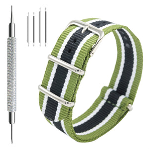 NATO-Armband, 4er/8er-Pack – 16 mm, 18 mm, 20 mm, 22 mm, 24 mm, hochwertige Uhrenarmbänder aus ballistischem Nylon im Zulu-Stil mit Edelstahlschnalle